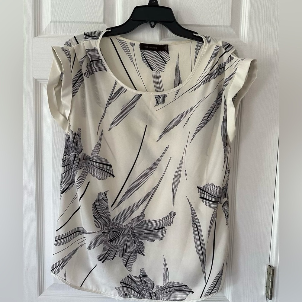 Limited blouse white black floral women size M
